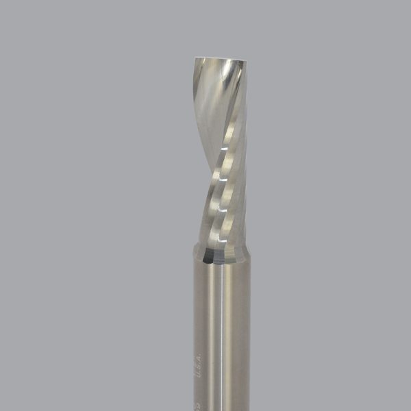 Onsrud 63-745 - 3/8 Solid Carbide One Flute Upcut O Flute special point for bottom finish, for Hard Plastics